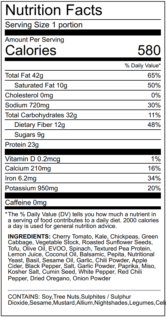 Nutrition: Calories 580, Fat 42g, Carbs 32g, Protein 23g