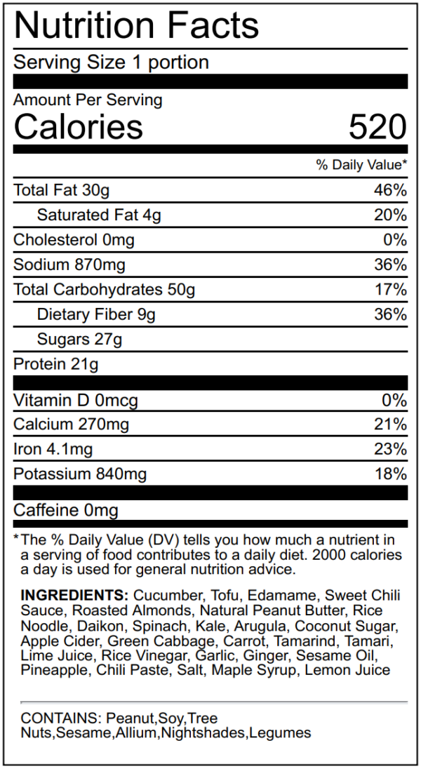 Nutrition info: Calories 520, Fat 30g, Carbs 50g, Protein 21g