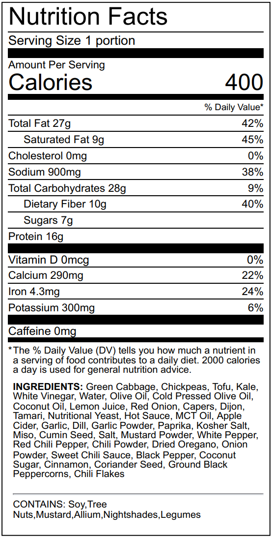 Nutrition facts with macros and micronutrients
