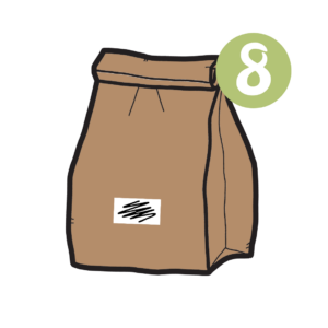 Delivery bag with a number eight icon