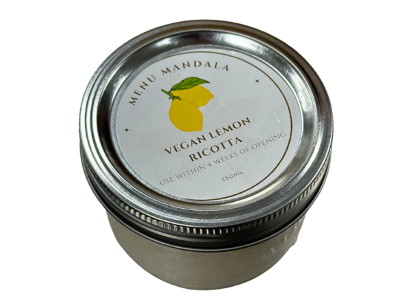 Sealed jar of lemon ricotta cheese, 250 mL